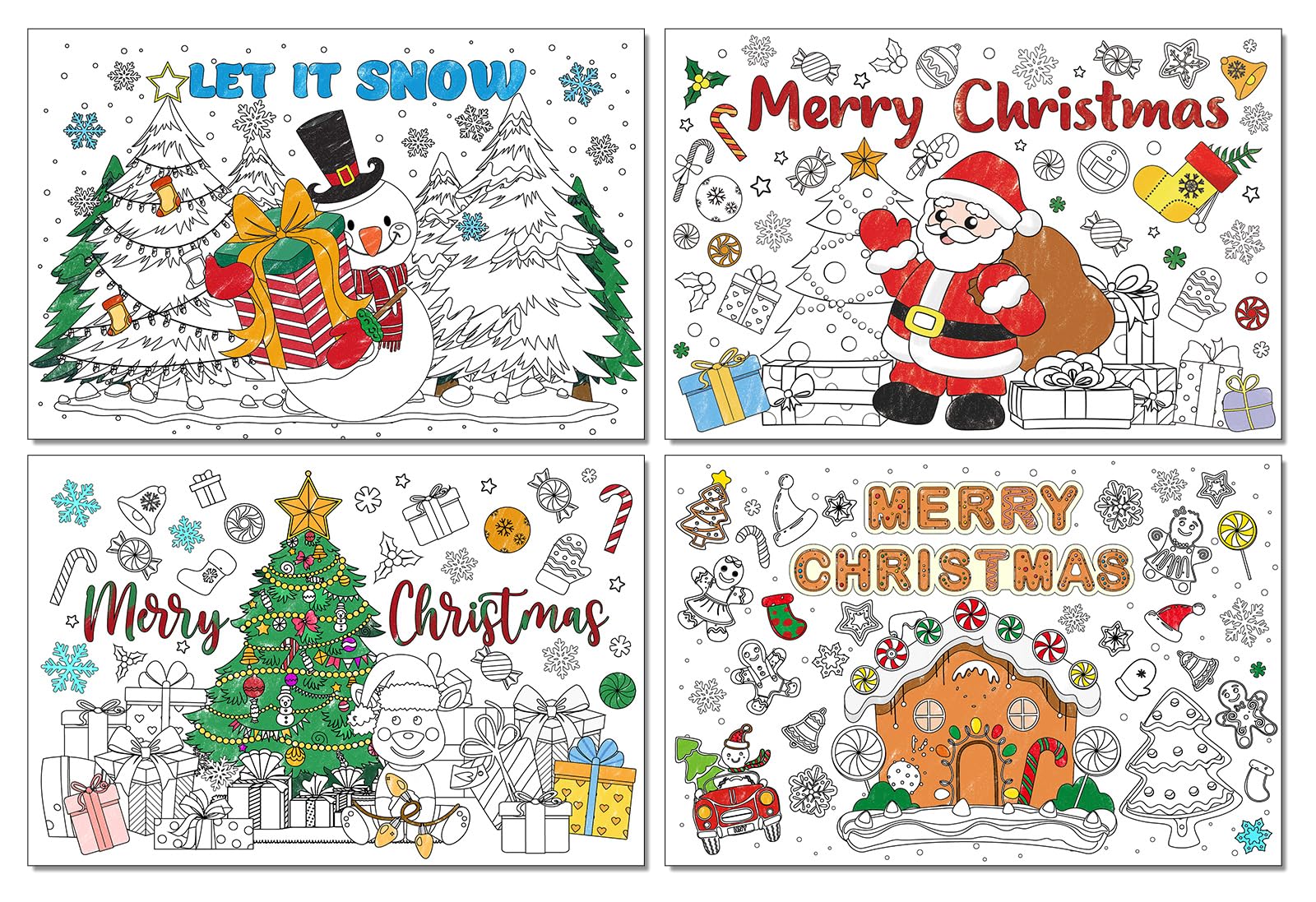 Sets de table Noël en papier épais avec 24 pièces de motifs sapin et neige