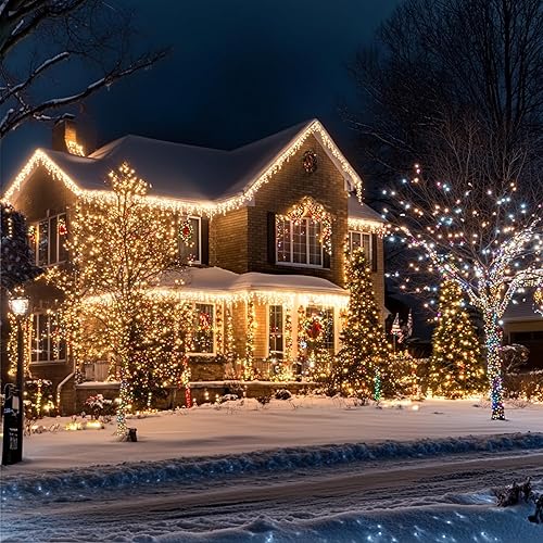 Miniatura 4 de Dazzle Bright Miniluces de Navidad de color blanco cálido, paquete de 4 unidades en total de 120 pies, 600 luces incandescentes de alambre blanco,