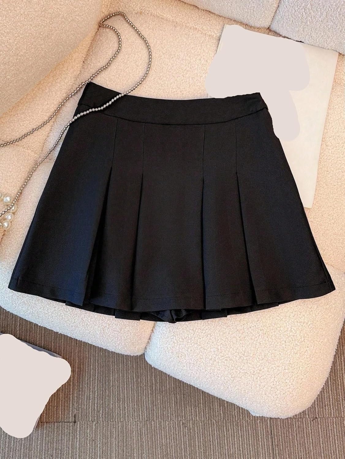 Casual Mid Waist Pleated Zipper Skort for Women - Lightweight Mini Skirt for Summer Outings