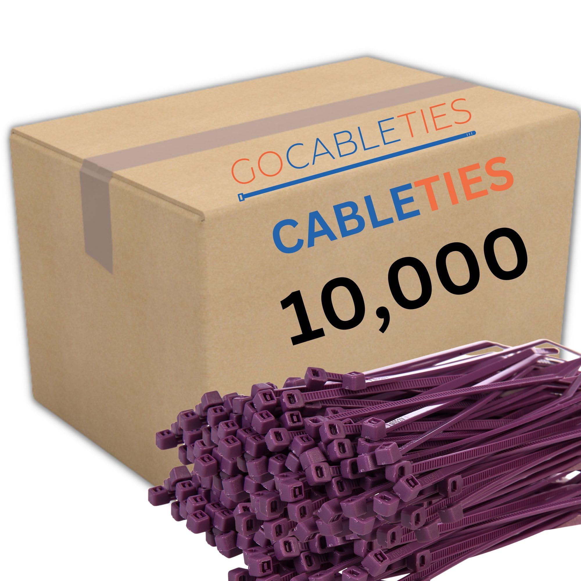 Gocableties Small Purple Cable Ties, 150mm x 3.6mm, Bulk Pack of 10,000, 6” Premium Nylon Zip Ties, Plastic Tie Wraps, Secure Self-Locking Mechanism, for Home, Garden, Office and DIY — image 1