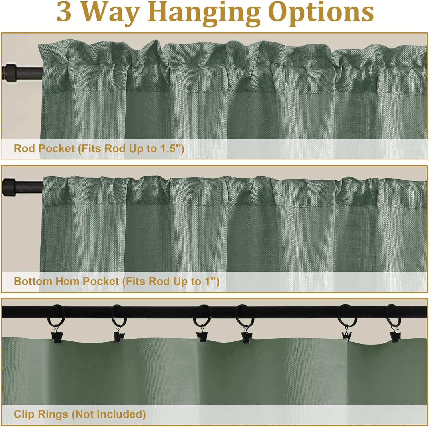 Lecloud Bessie Sage Green Curtains 84 Inches Long 2 Panels, Cozy Light Filtering Faux Linen Curtains, Durable Farmhouse Drapes with Rod Pocket for Bedroom Dining Room Home Office, Each 50" W x 84" L