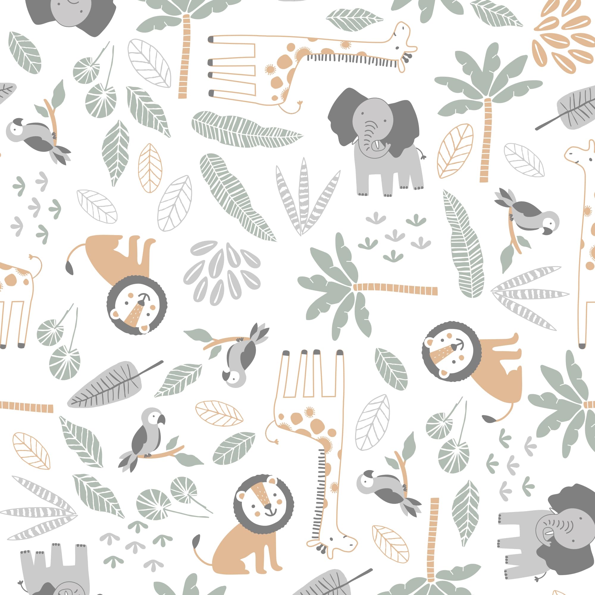 Lambs & Ivy Jungle Friends - Lenzuolo con angoli per culla in 100% cotone, motivo: animali safari