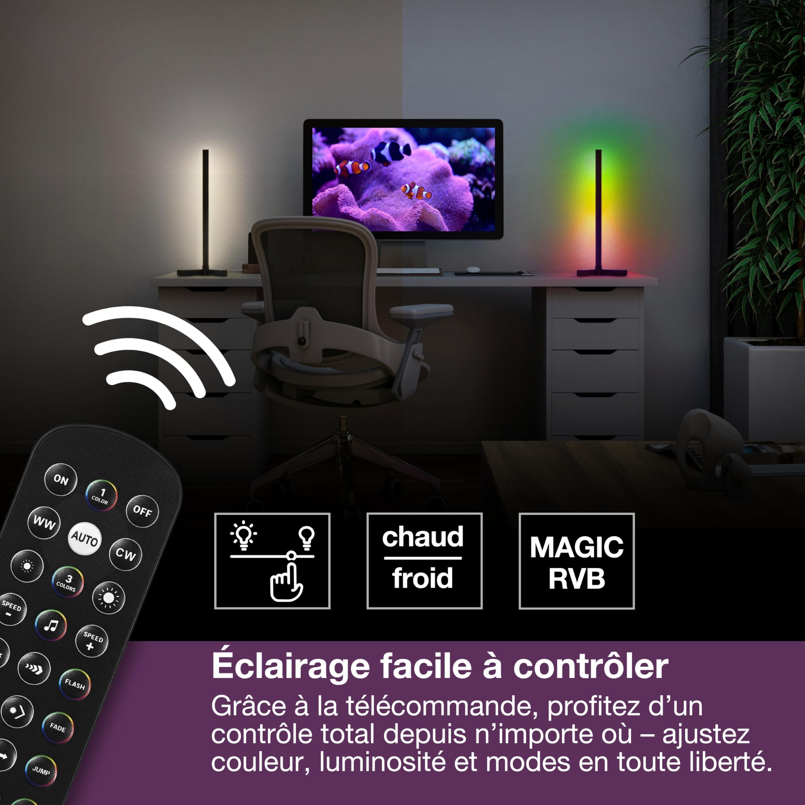 Osram SMART Lampe à poser intelligente et moderne pour éclairage indirect avec technologie WiFi, Magic RGB, gradable, noir, aluminium, ampoule non interchangeable