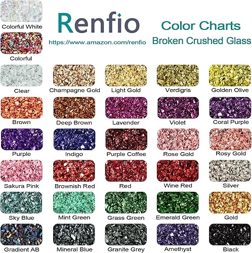 Miniatura 3 de Renfio Fragancias de cristal triturado con purpurina de 2 a 0.157in, irregulares, pequeñas y gruesas, 3.5 onzas (3.53oz), grava de lentejuelas de