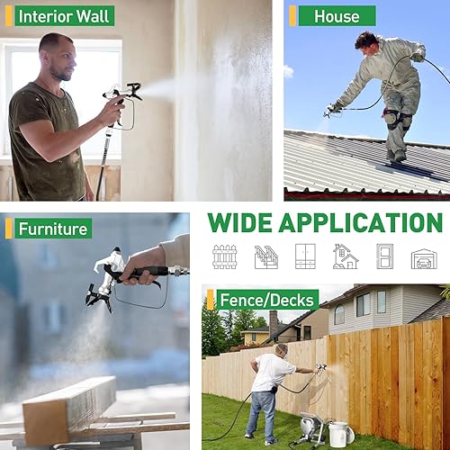 Miniatura 5 de Pulverizador de Pintura Sin Aire, Pistola de Pulverización Eléctrica de Alta Presión con Varilla de Extensión, Herramienta Profesional de Pintura