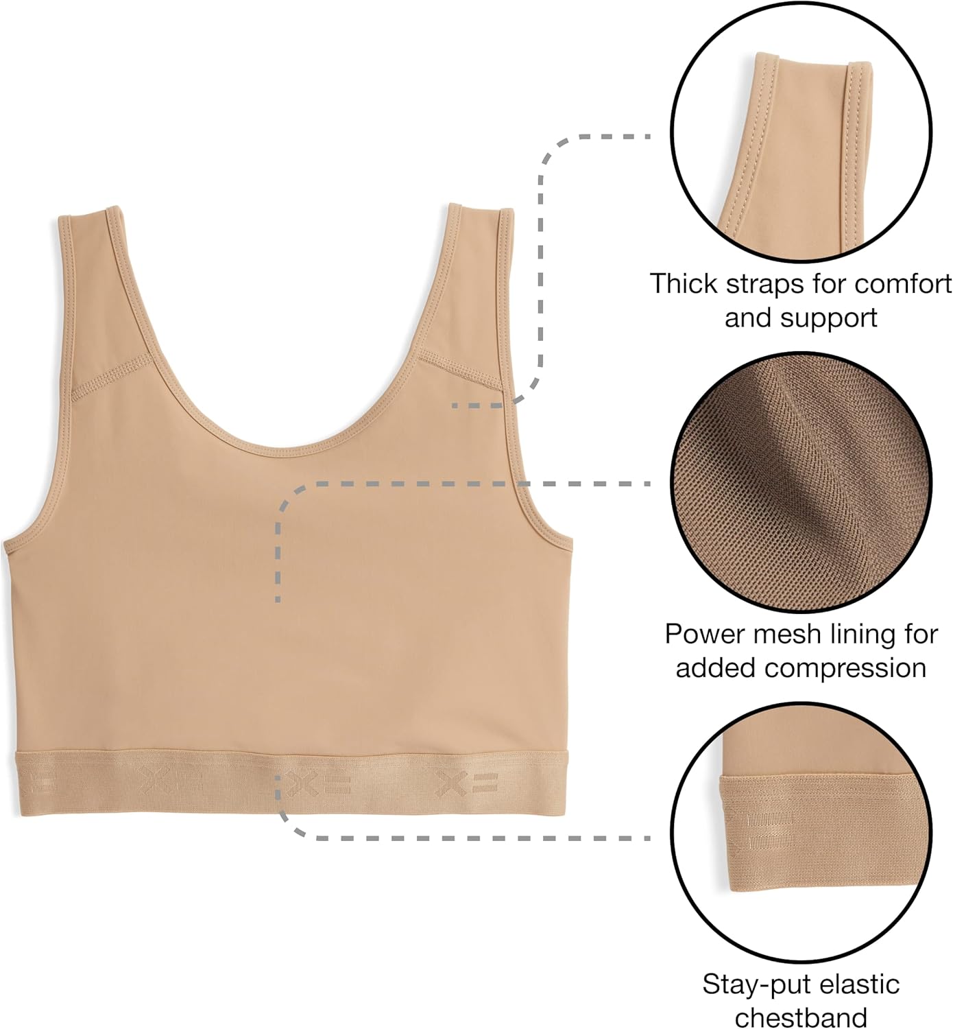 TomboyX Compression Bra, Chest Binder Alternative, Wireless Full Coverage Medium Support Top, Athletic Sports Bra, (XS-6X)