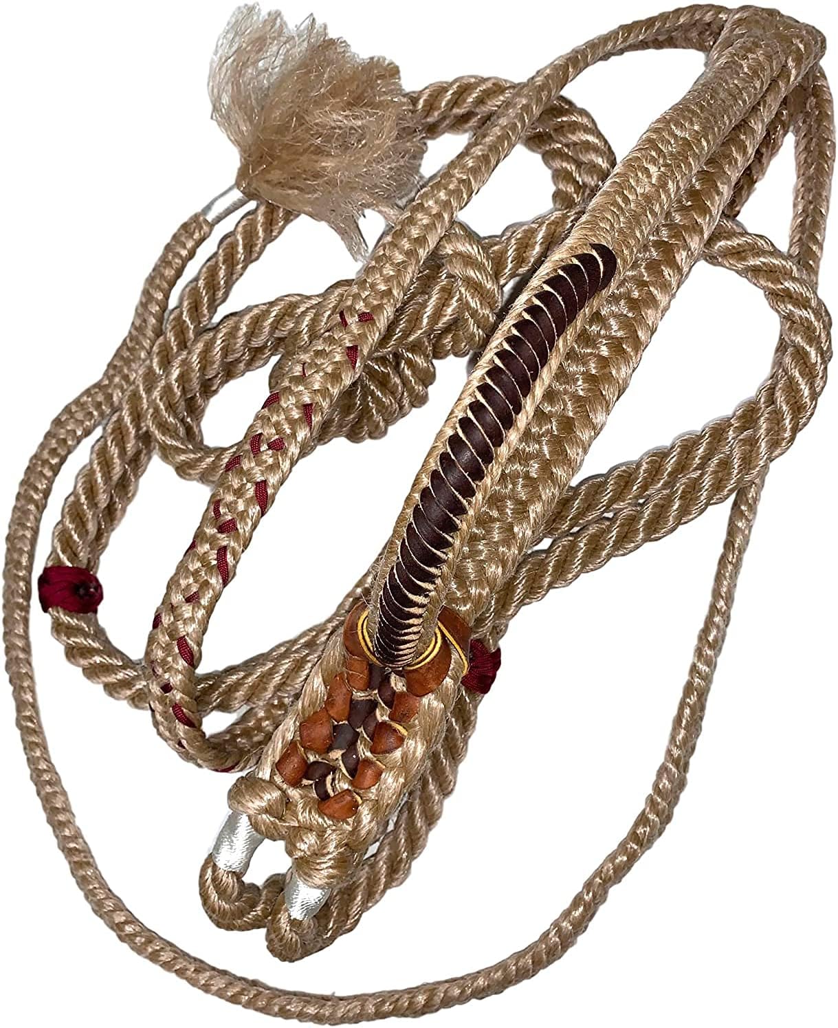 Bull Rope Right Hand (9x9) Half Leather - Length with Knot 14' Bull Riding Rope polypropilene Rodeo Equipment