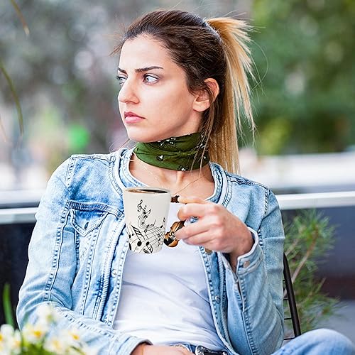 Miniatura 5 de BUYNEED Taza de violín de 12.9 onzas, taza de café con notas musicales con tapa temática de música fresca con posavasos, regalo de músico, regalo de