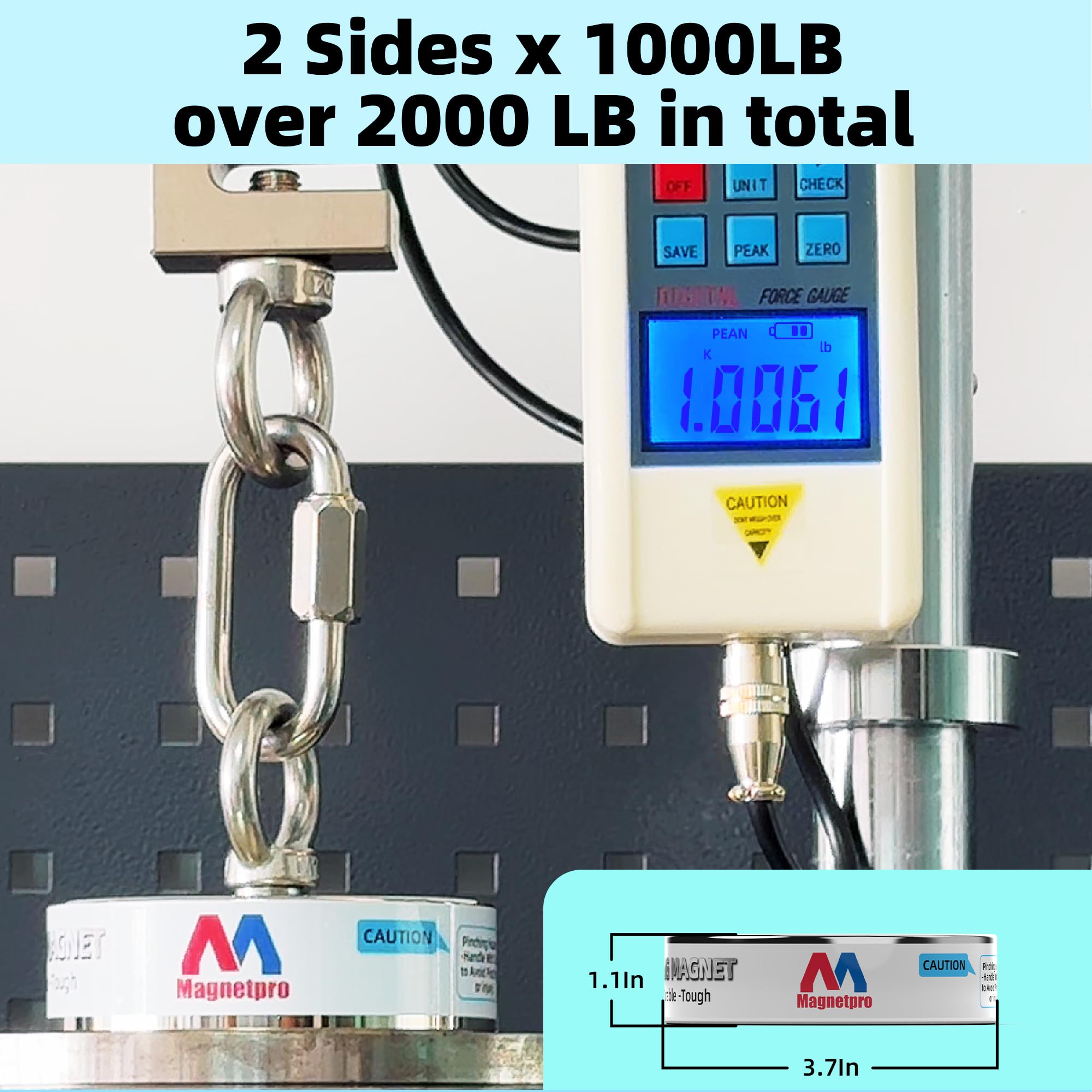 Magnetpro 900 KG Komplettes Abrufmagnet-Set, Doppelseitiges Angelmagnet Enthält einen starken Neodym-Magneten, langlebiges 20-Meter-Seil, Karabiner, Handschuhe, Enterhaken und eine Tragetasche