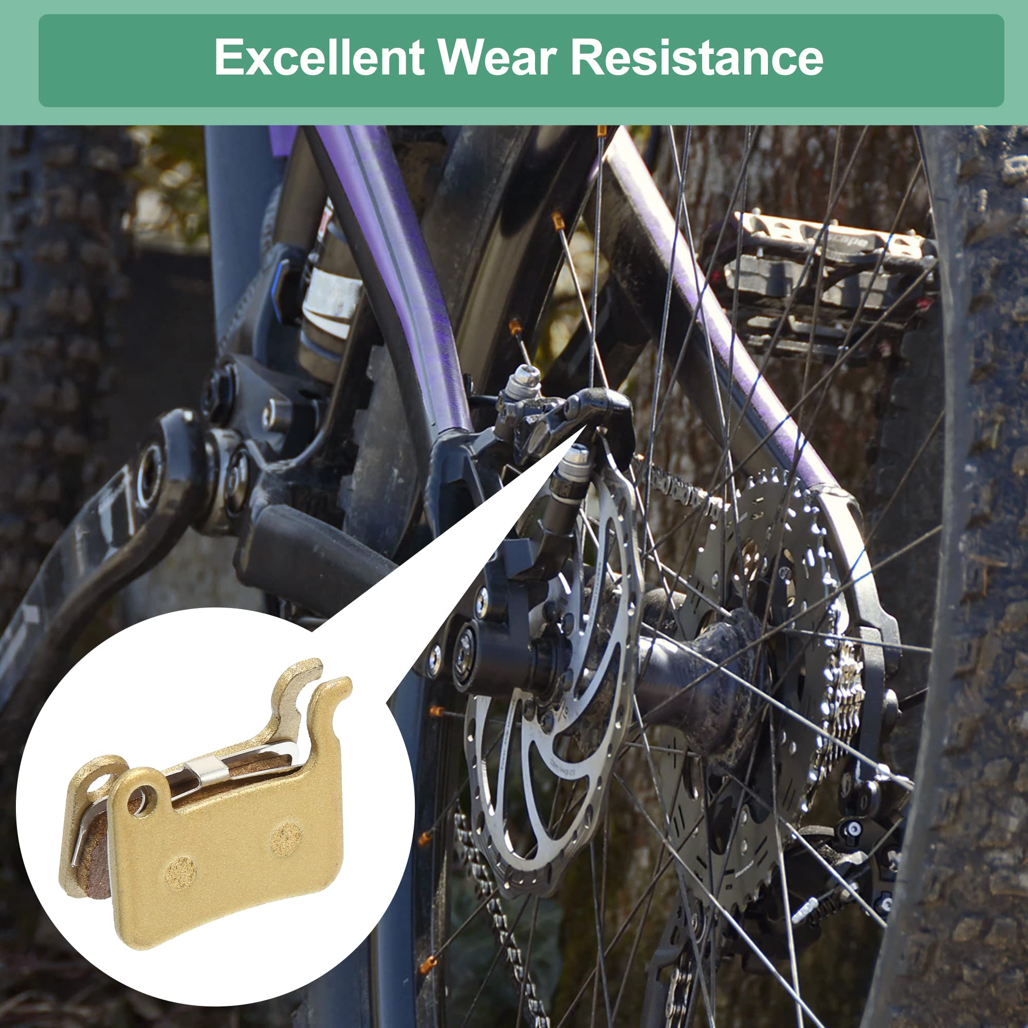 X AUTOHAUX 4 Pair Sintered Metal Disc Bike Brake Pads W/Split Pin for XTR M975, Gold Tone - Image 3