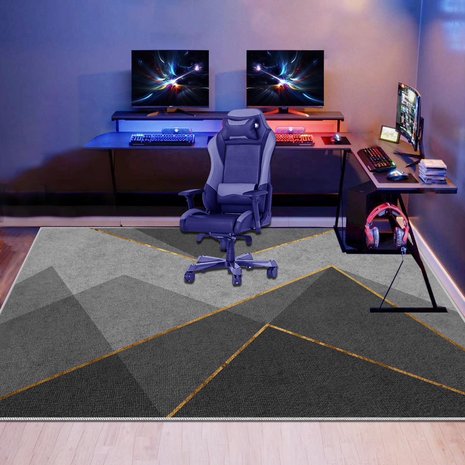 Tappeto Sedia Ufficio Antiscivolo Tappeto per Sedia Con Ruote 90 x 140 cm Tappeto Gaming Pavimento per Pavimenti in Legno Duro Tappeto Sedia Gaming Tappetini Per Cameretta Salotto Multisuperficie