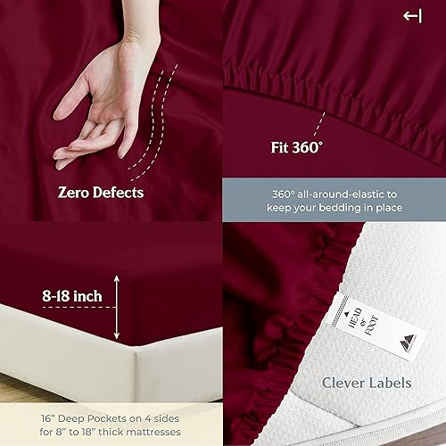 Miniatura 196 de Mayfair Linen Juego de sábanas de 100 % algodón a rayas, tamaño individual, sábanas de damasco de 500 hilos, tamaño individual, juego de 3 piezas