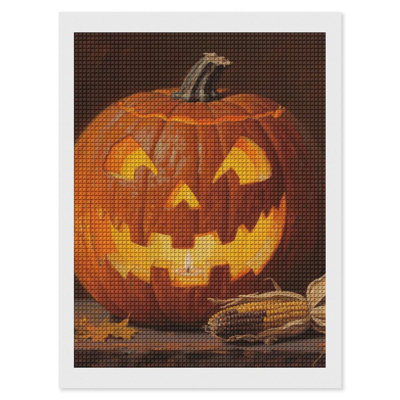 FodPand Pumpkin 5D Diamond Painting Kits for Adults Beginners Full Drill Square Diamond Dots Pictures Gem Art Supplies for Home Wall Room Decoration DIY Craft Set Gift 12X16