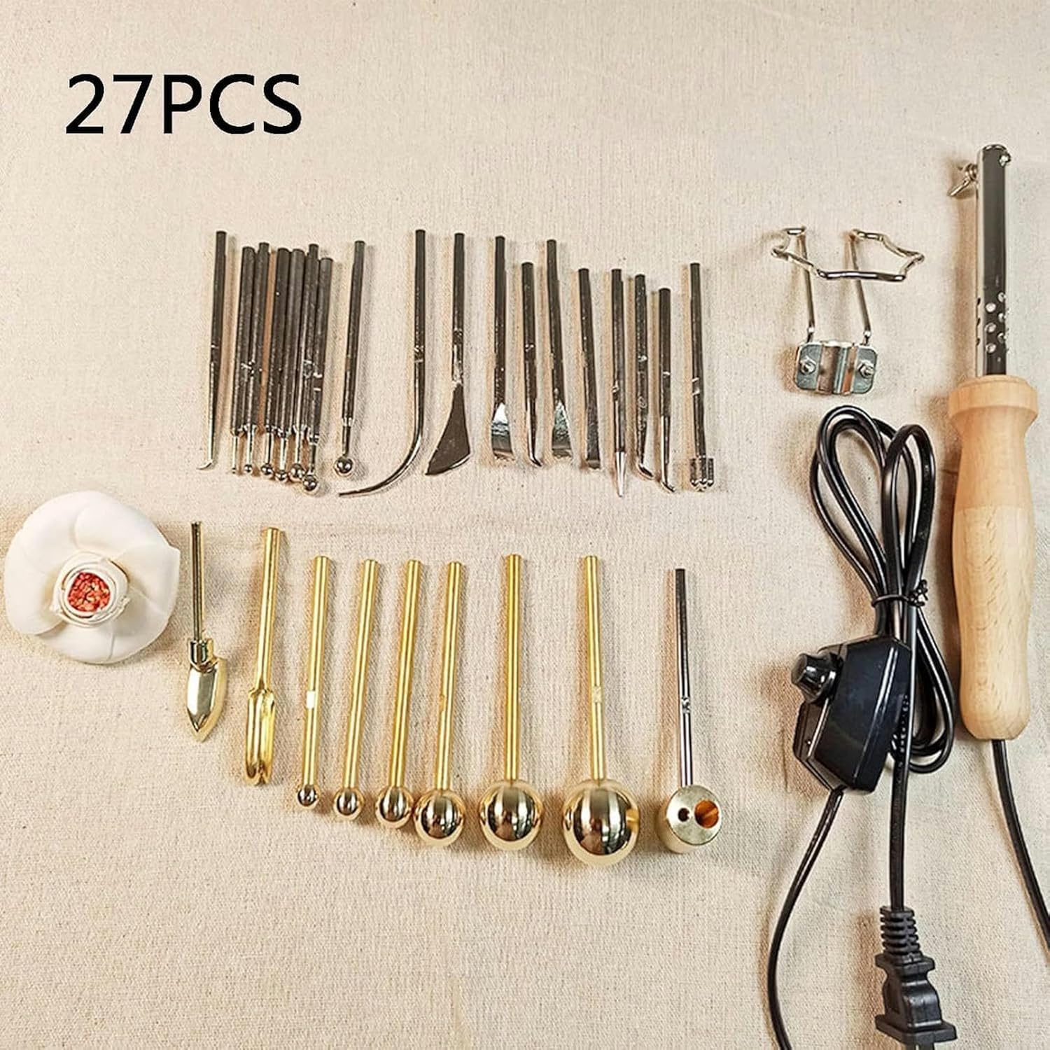 Electric Fabric Flower Maker, DIY Cloth Fabric Flower Making Tool Set, with 27 Ironing Heads, Adjustable Temperature, Artificial Fabric Flower Making