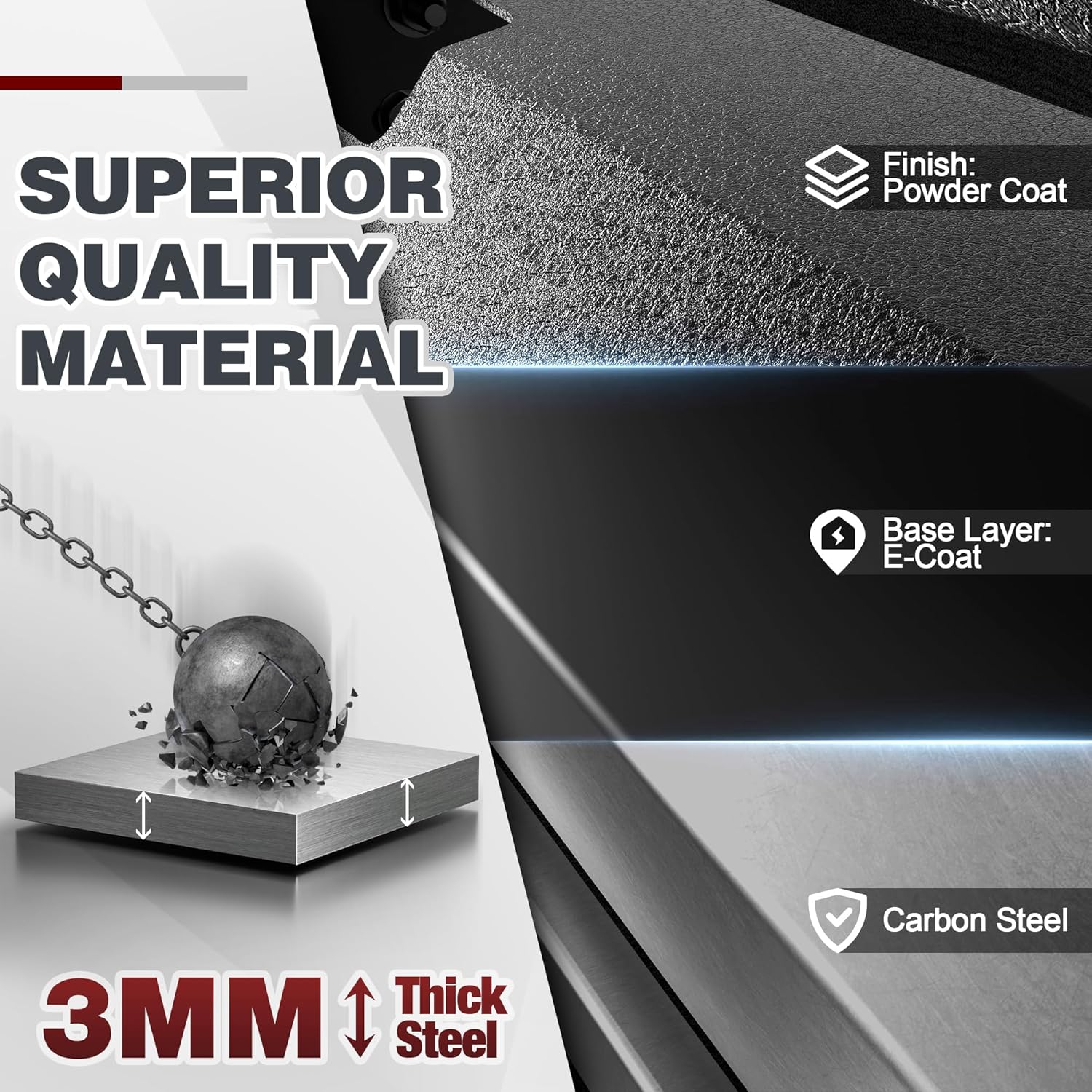 Front Bumper Compatible with Jeep Wrangler JK JL & Gladiator JT 2007-2026, Offroad Full Width Bumper with Winch Plate, 144W LED Light Bar & 2x18W Square Lights, 2 x D-Rings