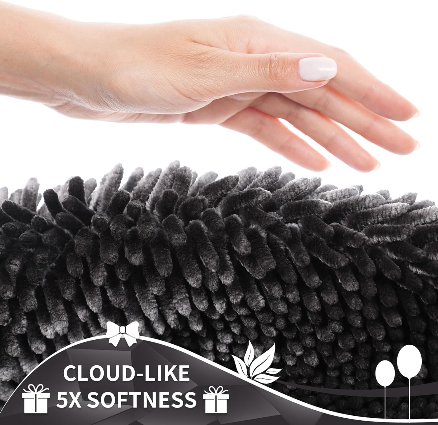 Yimobra Long Bathroom Rug Non Slip 44x24 Inch, Extra Thick Soft Absorbent Chenille Bath Mat, Machine Washable Quick Dry Bath Rugs for Bathroom Floor, Tub and Shower, Home Decor Accessories, Dark Grey - Image 5