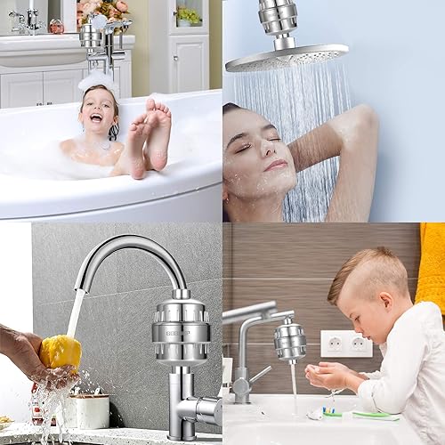 Miniatura 6 de Filtro de ducha para agua dura, cartucho de filtro de cabezal de ducha reemplazable integrado de 15 etapas, universal que transforma el eccema de