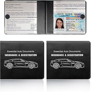 2 PCS Car Registration Insurance Holder, Waterproof Vehicle Glove Box Document Organizer with Closure, Auto Essential Cards Driver License Holder for Most Cars Trucks SUVs (Black, Big Car)