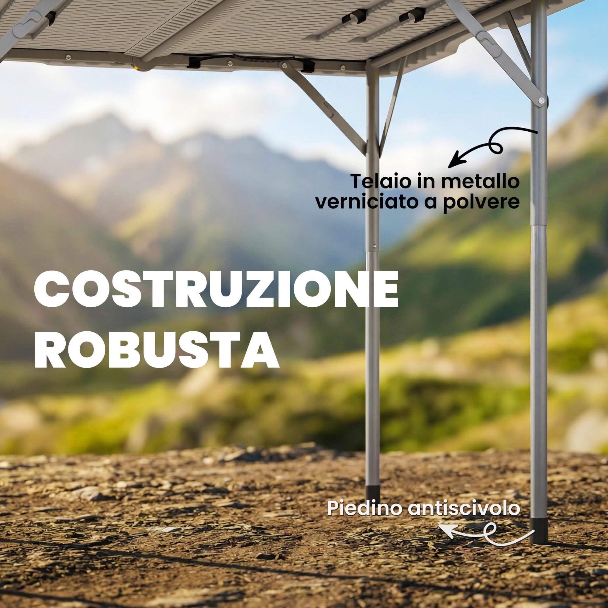 Outsunny Tavolo da Campeggio Pieghevole Quadrato 86x86x74 cm Bianco