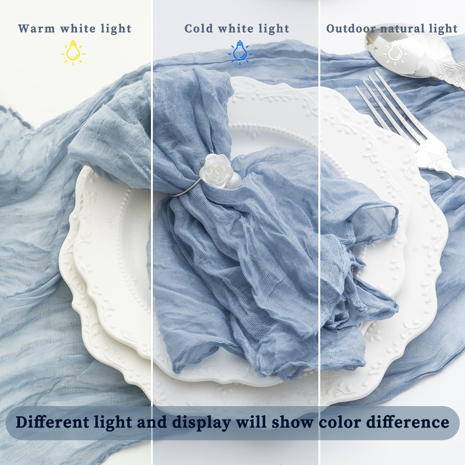 60 Pack Dusty Blue Cheesecloth Napkins Washable 21x21 Inches Dusty Blue Cloth Napkins Set of 60 Bridal Baby Shower Dinner Table Napkins for Wedding Rustic Boho Cotton Gauze Summer Party Table Decor