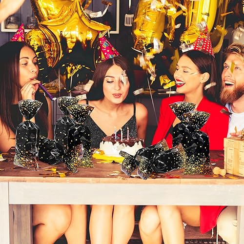 Miniatura 6 de 100 bolsas de plástico para fiestas, bolsas de regalo de celofán con 100 lazos dorados para Navidad, cumpleaños, jubilación, cóctel, boda, fiesta,