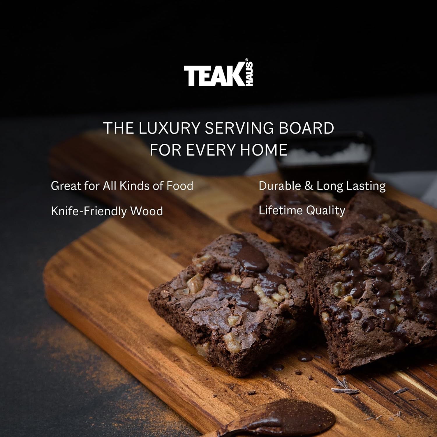 Teakhaus Marine Paddle Board with Handle - Medium Wood Cutting Board for Serving Appetizers, Cheese and Bread - Perfect Charcuterie and Tapas Board - Knife Friendly - FSC Certified