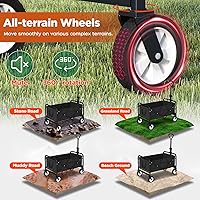 Vista 6 de PayLessHere Carrito plegable con ruedas Negro Carrito plegable resistente con capacidad de 330 libras con ruedas todo terreno y mango