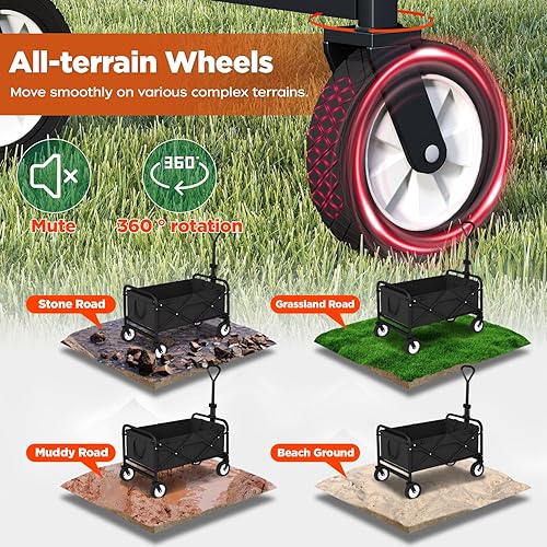 Miniatura 21 de PayLessHere Carrito plegable con ruedas Gris Carrito plegable resistente con capacidad de 330 libras con ruedas todo terreno y mango