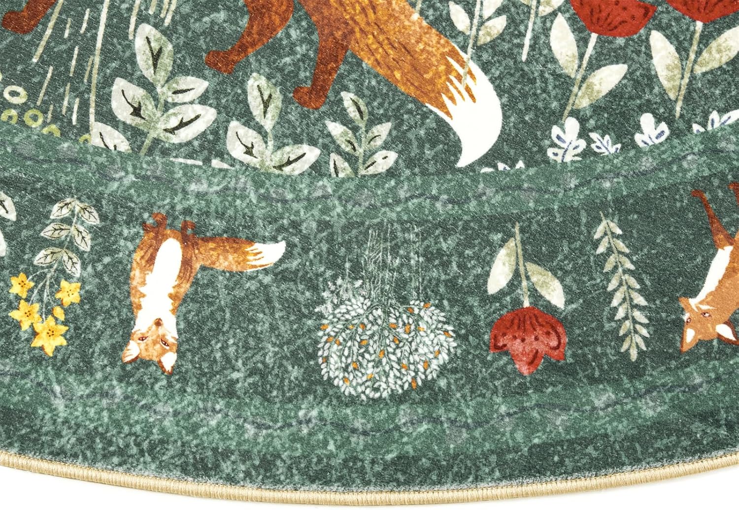 Cute Aesthetic Bedroom Rug, Ultra Thin Vintage Abstract 5x7 Carpet Washable, Boho Floral Botanical Area Rug for Living Room Entryway Kitchen Dorm, Green Woodland Forest Nature Kids Rug Nursery Carpet