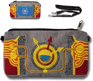 Purah Pad Sheikah Slate Embroidered Wristlet Purse Small Clutch Purse with Shoulder and Wrist Straps