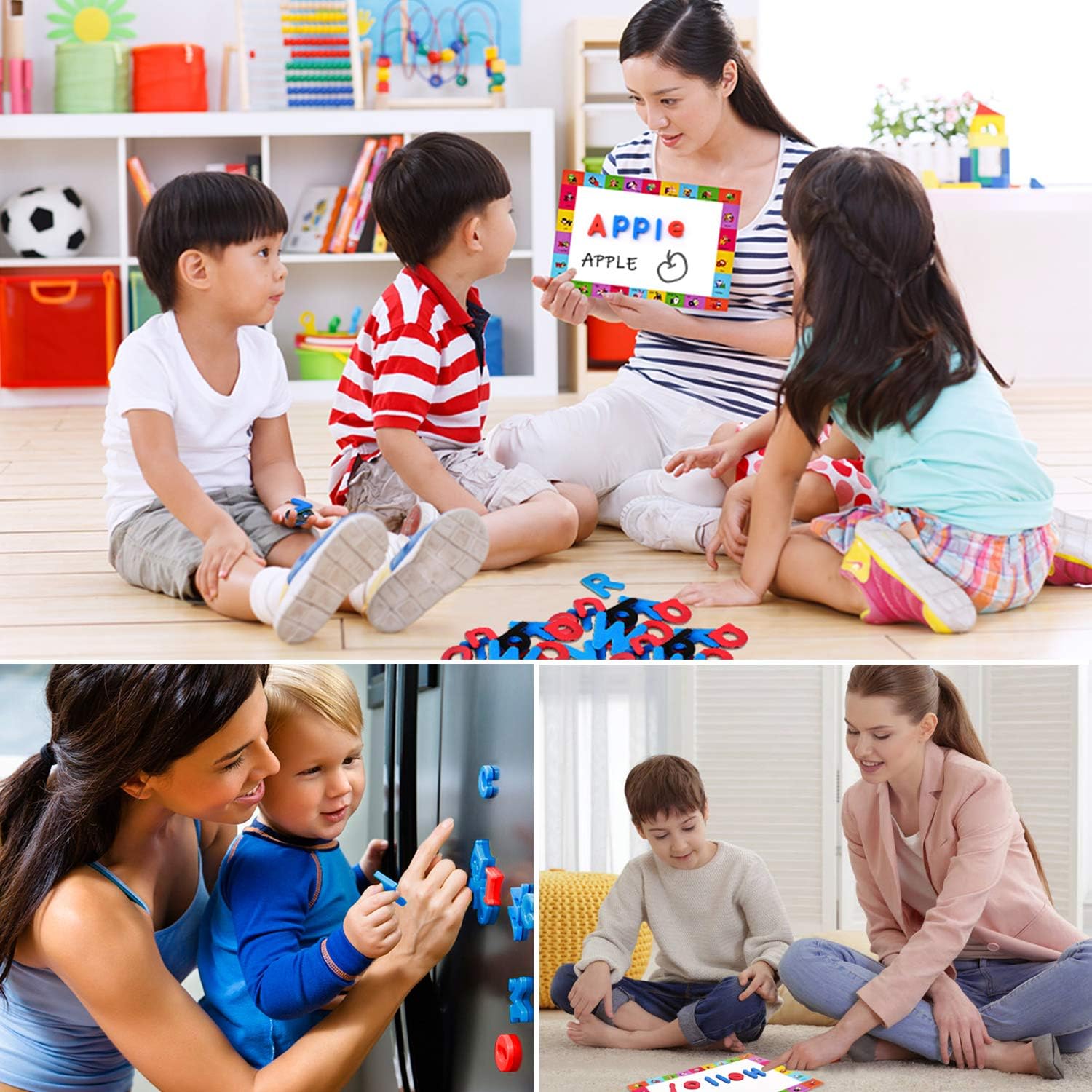 Magnetic Letters Kit, Classroom Magnets 238 Pcs with Large Double-Side Magnet Board and Storage Box, Foam Alphabet ABC Magnets Toy Set for Preschool Kids Learning Spelling - Classroom & Home Education