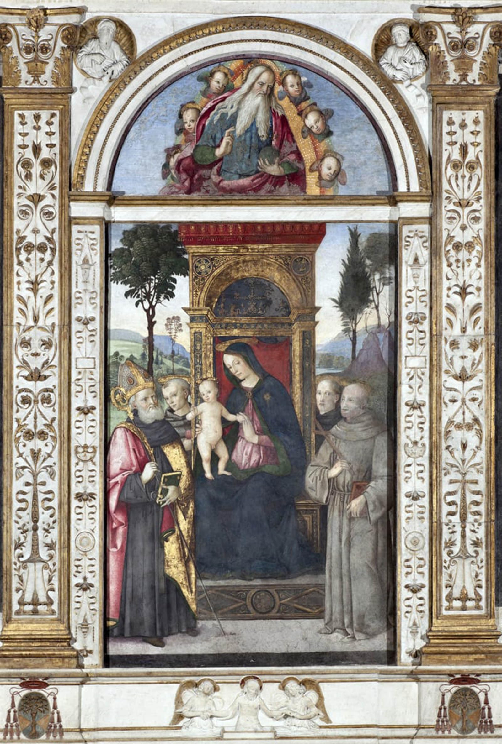 POSTERIIk Vintage Print Pop Art Landscape Artwork Virgin with Child and St Augustine by Bernardino Di Betto Pinturicchio Art Prints for Office Home Decor 60x90cm