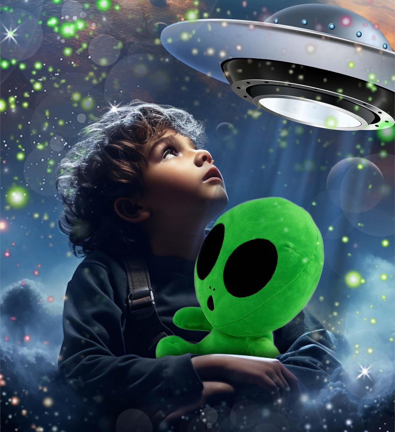 DolliBu Snug-Mooshies Green Alien Stuffed Animal Plush Toy - Space Super Fluffy Soft Animal Friend for Girls and Boys, Medium Huggable Cute Plush for Kids Play, Cuddling, and Decoration - 12 Inches