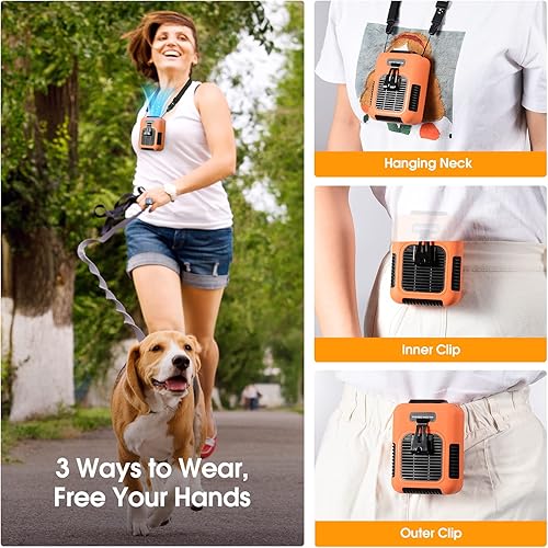 Miniatura 8 de ecstal Ventilador portátil 3 en 1, ventilador de clip de cintura, ventilador personal para el cuello con cordón, tiempo de trabajo 25 horas,