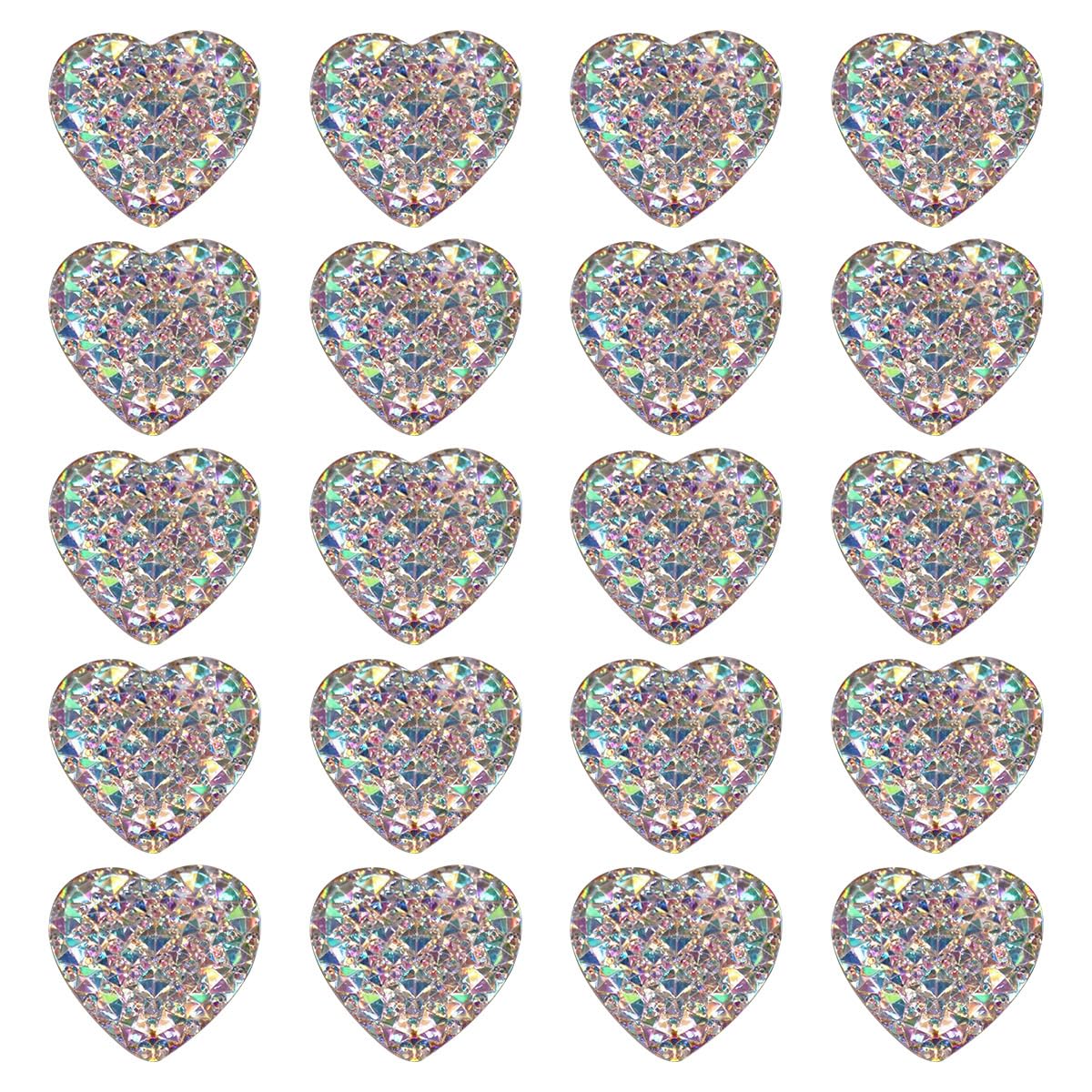 Cristal plano de corazón AB en resina de 25 mm para bisutería DIY, pack de 30 piezas