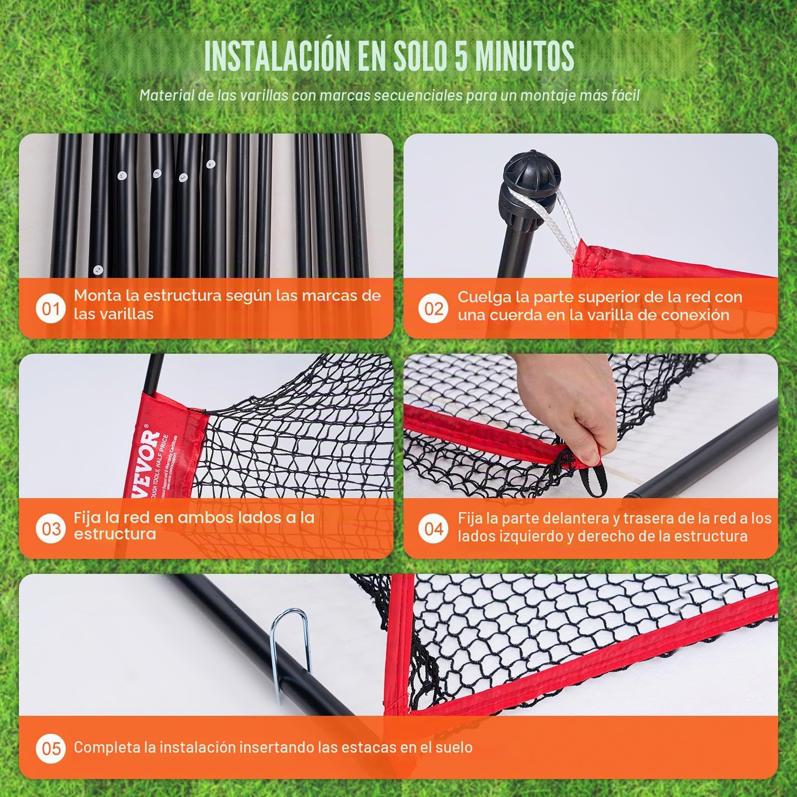 VEVOR Red de Práctica de Golf 3290 x 950 x 2170 mm para Campo Personal Interior y Exterior con Marco de Fibra de Vidrio y Bolsa de Transporte