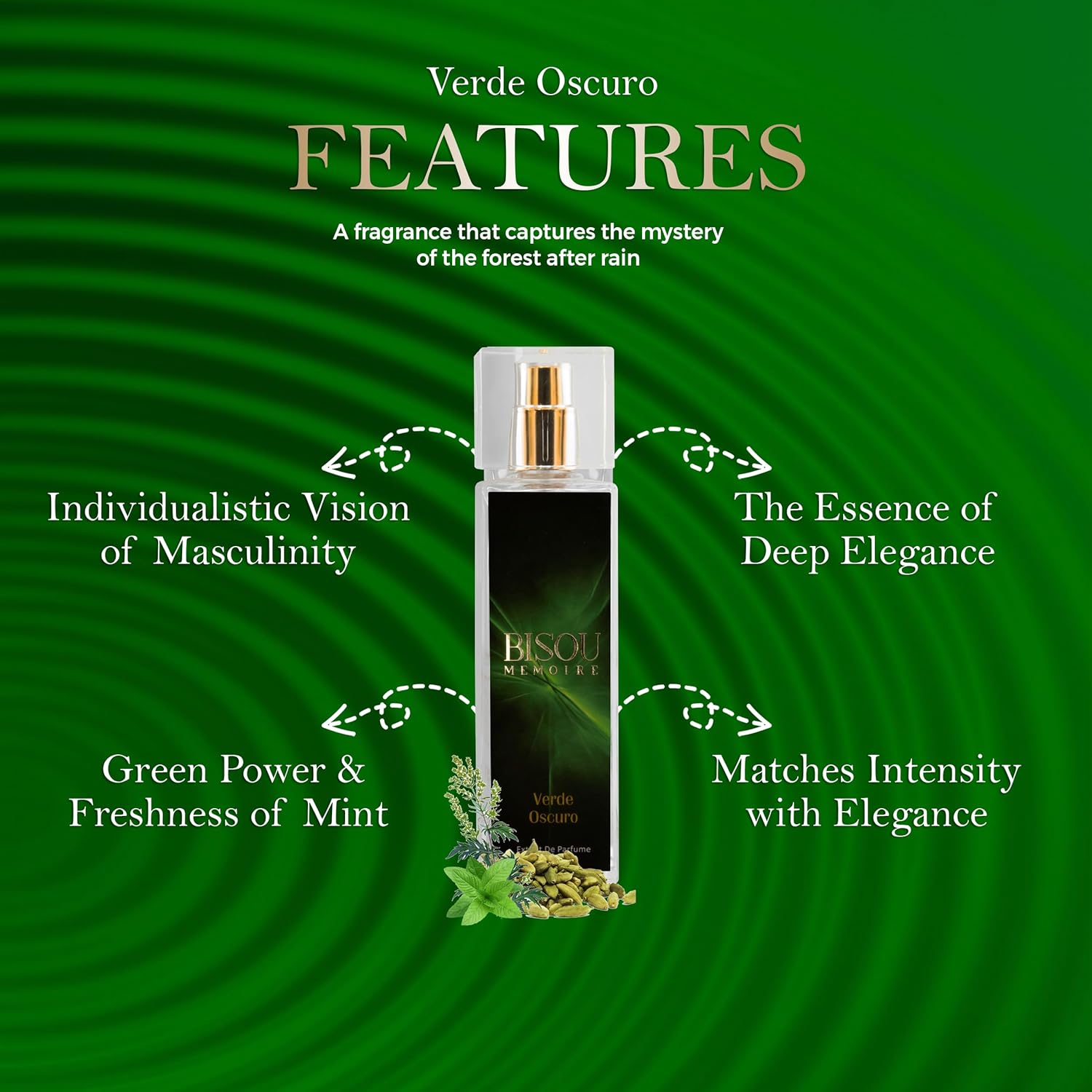 Verde Oscuro Extrait de Parfum, Fresh Spicy Woody Fragrance, Long Lasting Unisex Perfume, Bold Warm Scent, Niche Daily Wear, Gift Idea,50 ml