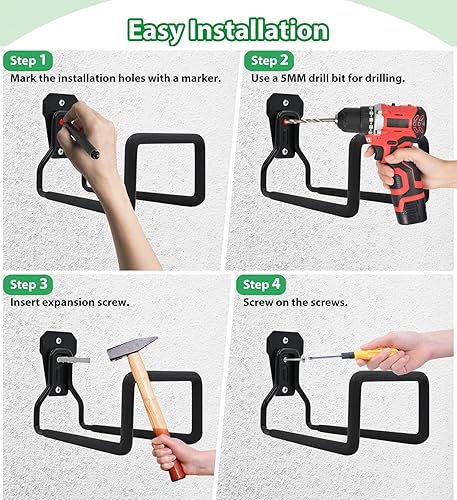 Miniatura 6 de Soporte para manguera de jardín, soporte de pared para colgar mangueras, soporte de manguera de agua resistente para uso en exterioresinteriores en