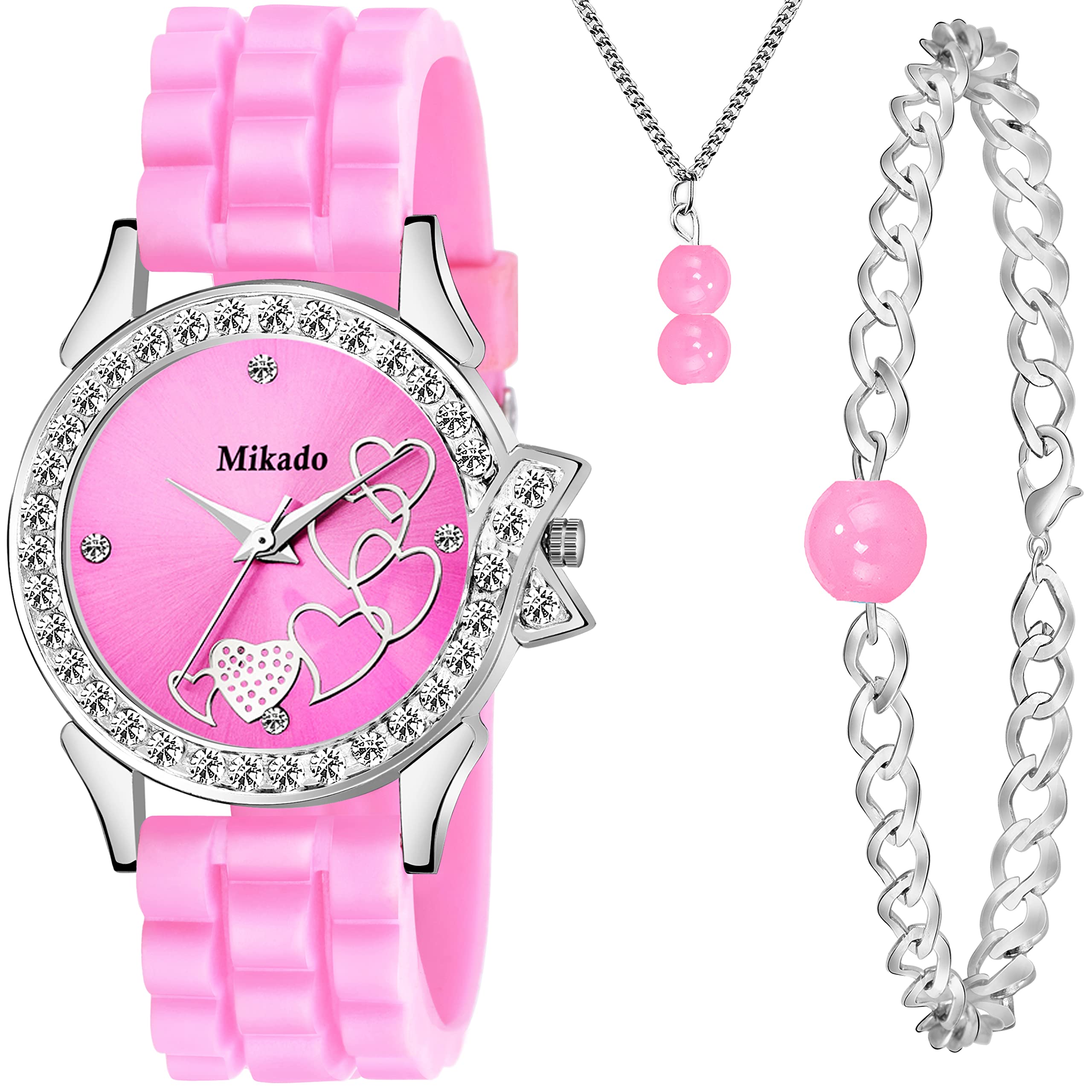 Mikado Heartfull Analog Watch,Bracelet & Pendant Set for Women. (B09ZHQZGTP) Amazon Price History, Amazon Price Tracker