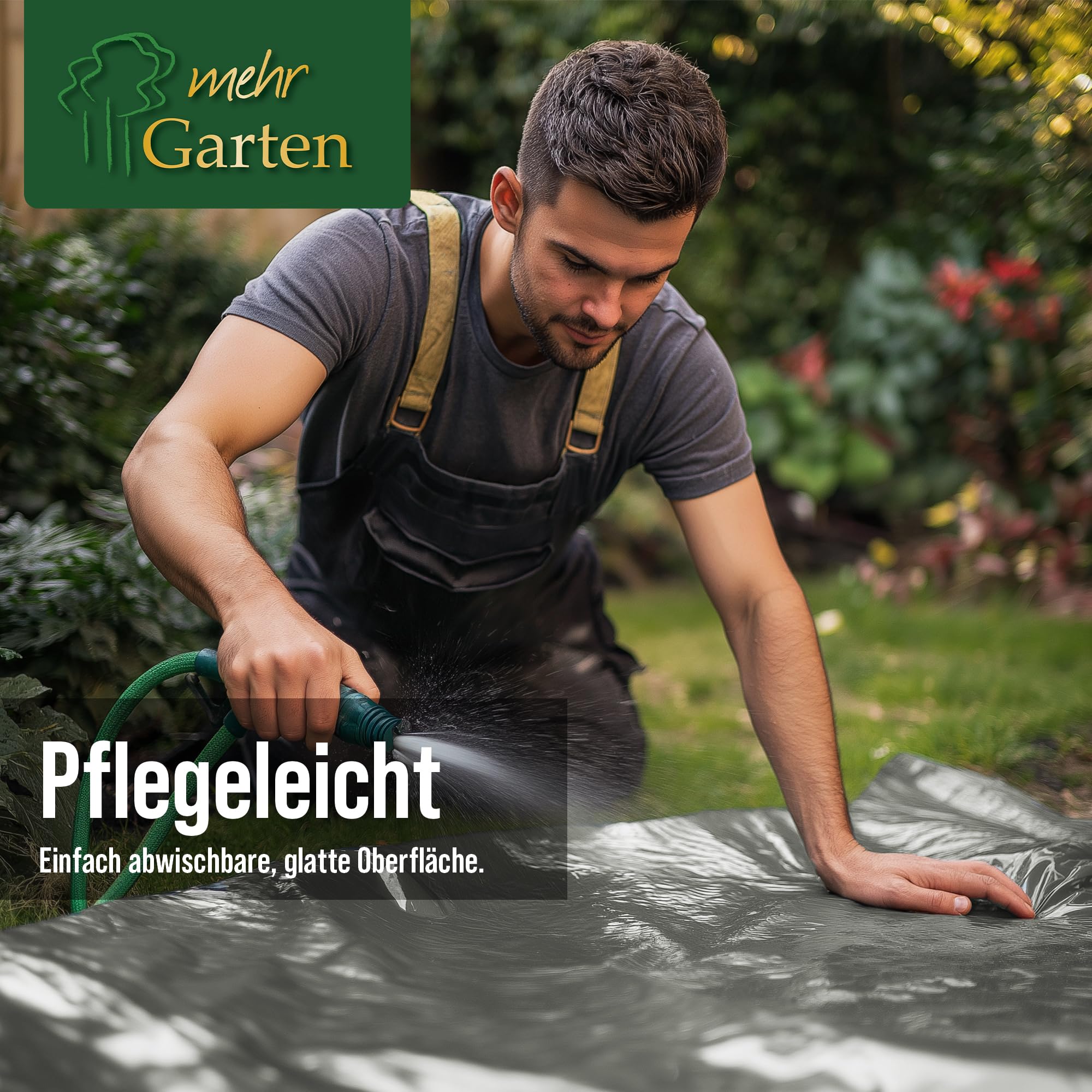 Abdeckplane mit Aluminium-Ösen und verstärkten Ecken, PE Plane, 2x2 m, grau, Gewebeplane 260 g/m², Allzweckplane wasserdicht, reißfest und UV-beständig