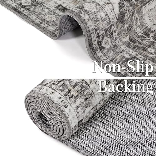 Miniatura 74 de COZYLOOM Alfombra de área de 2 x 6 pies, tribal, envejecida, para entrada, medallón vintage, alfombra para interiores, alfombra de pelo bajo, suave