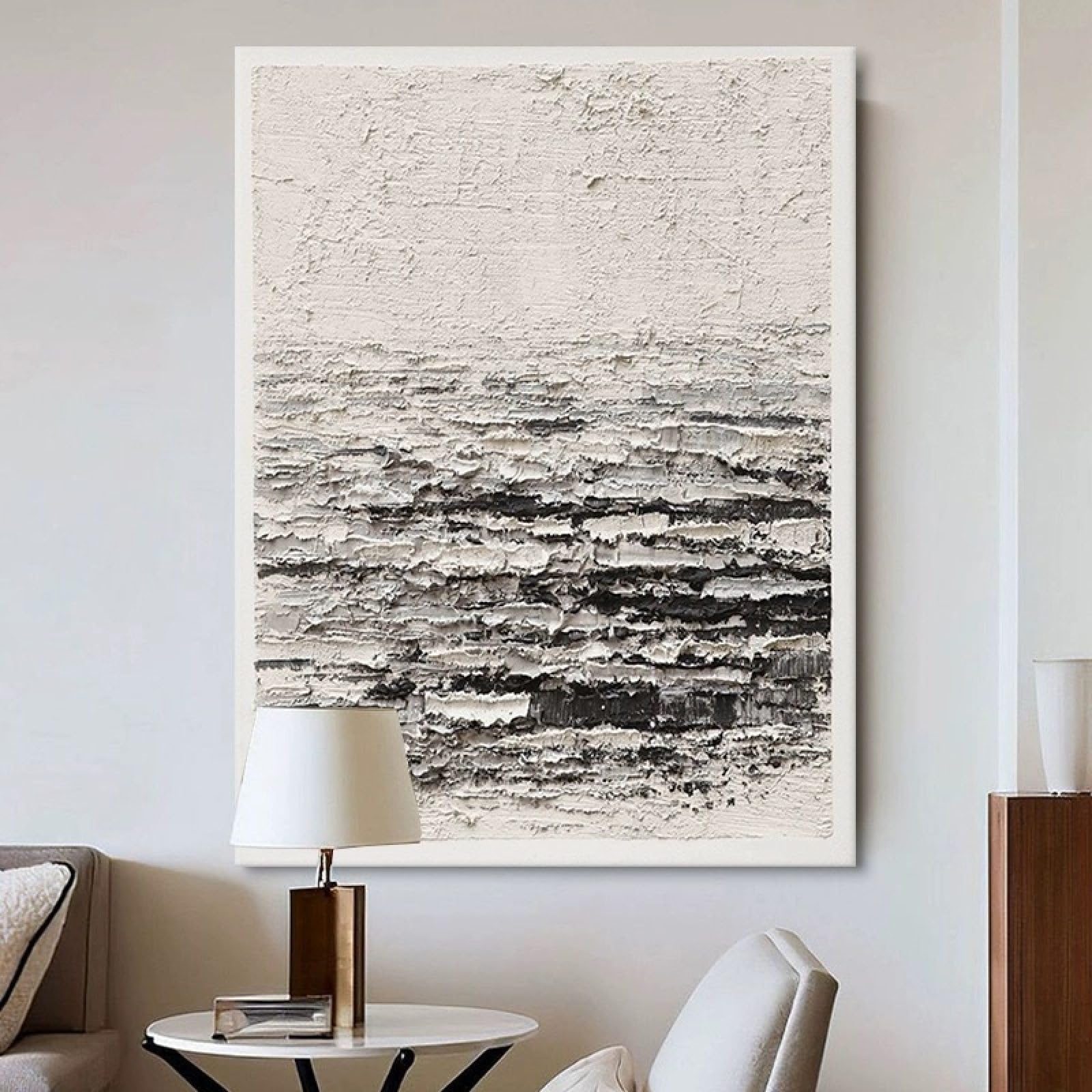 Peinture à l'huile Wabi-Sabi de luxe fait main sur grande toile de haute qualité
