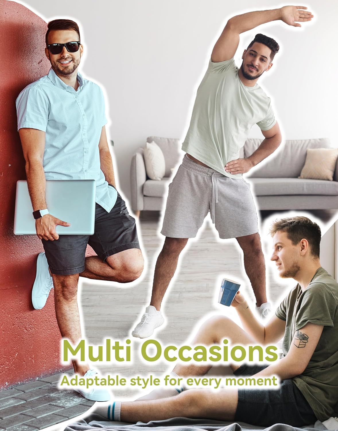 Mens Cotton Shorts Sweat Athletic Shorts for Men, Lounge, Gym, Yoga, Workout with Zipper Pockets - Image 7