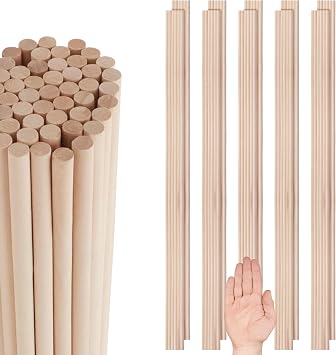 40 PCS Wooden Dowel Rod 24 Inch x 1/4 inch Wood Craft Sticks Wooden Dowels for Crafts Rods Bamboo Wood Sticks Long for DIY