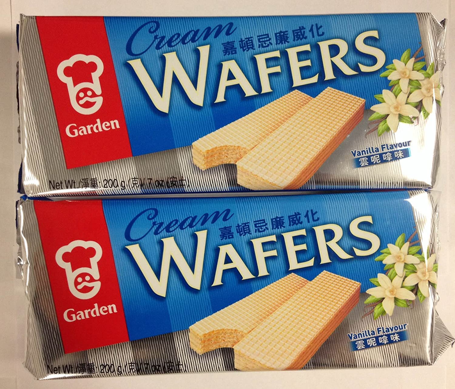 Garden Cream Wafers, Pack of 2, 7 oz each pack, Flavors of Chocolate, Vanilla, Strawberry, Cappuccino, Matcha, Coconut, Orange (Strawberry)
