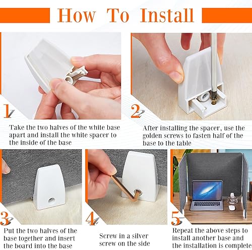Miniatura 9 de 6 divisores de escritorio de 20 x 24 pulgadas, con abrazadera, acústicos, independientes, con abrazaderas de protección de aluminio, a prueba de