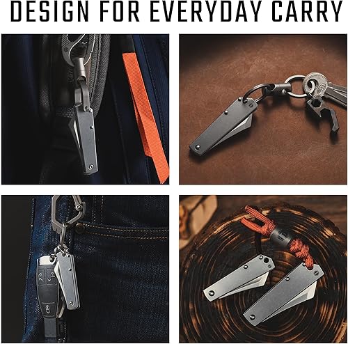Miniatura 10 de KeyUnity KK03XS - Cuchillo plegable pequeño de hoja fija cuchillo de bolsillo EDC de acero inoxidable para hombres y mujeres