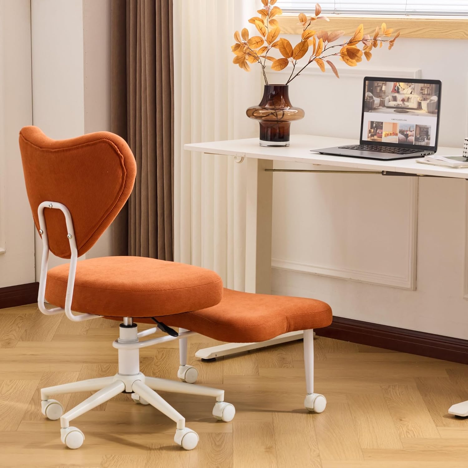 Ergonomic Meditation Chair – Height-Adjustable Cross-Legged Seating with Lumbar Support, Ideal for Office Work and Long Sitting Sessions, Orange