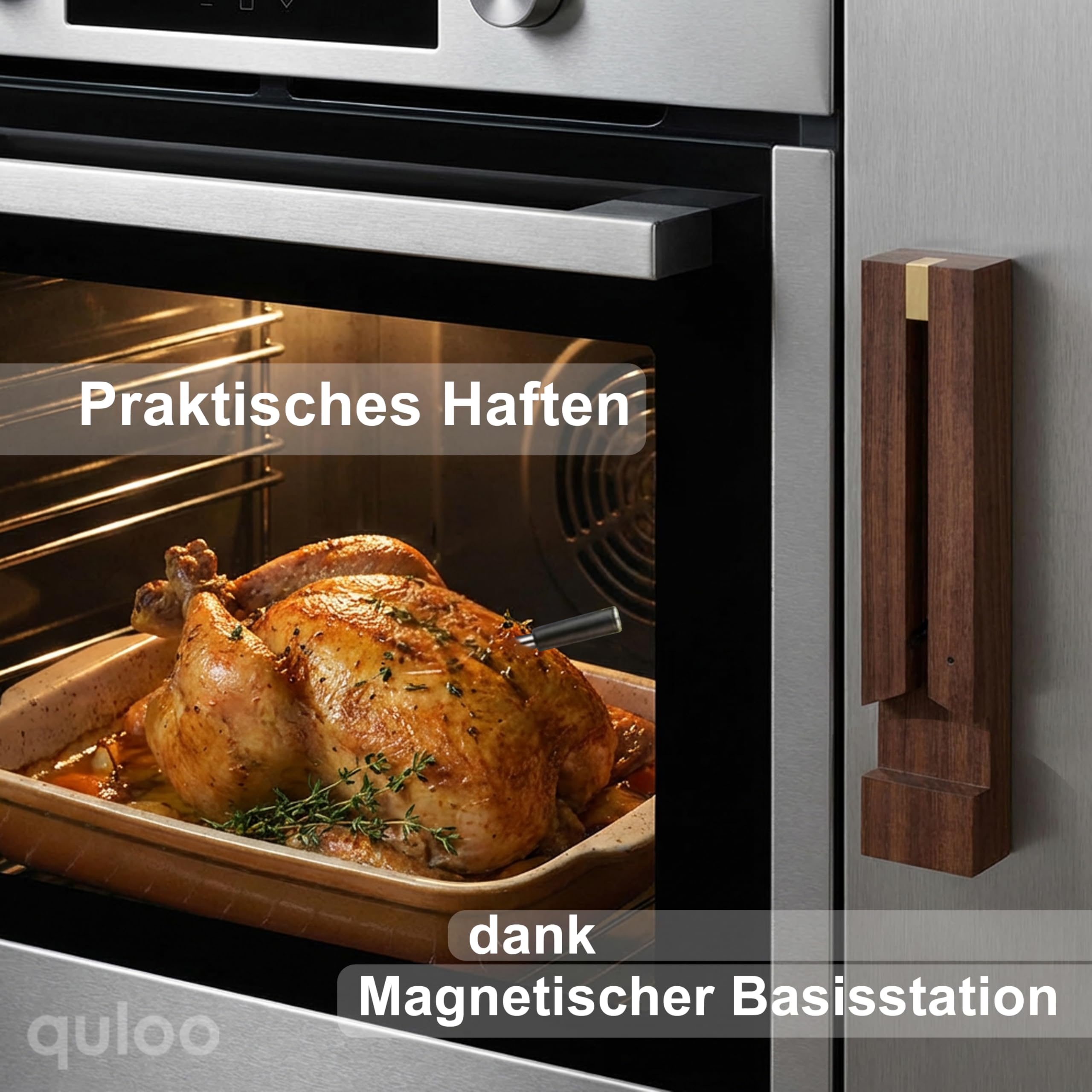 Fleischthermometer Kabellos Grillthermometer Bluetooth mit App für Backofen Bratenthermometer Funk