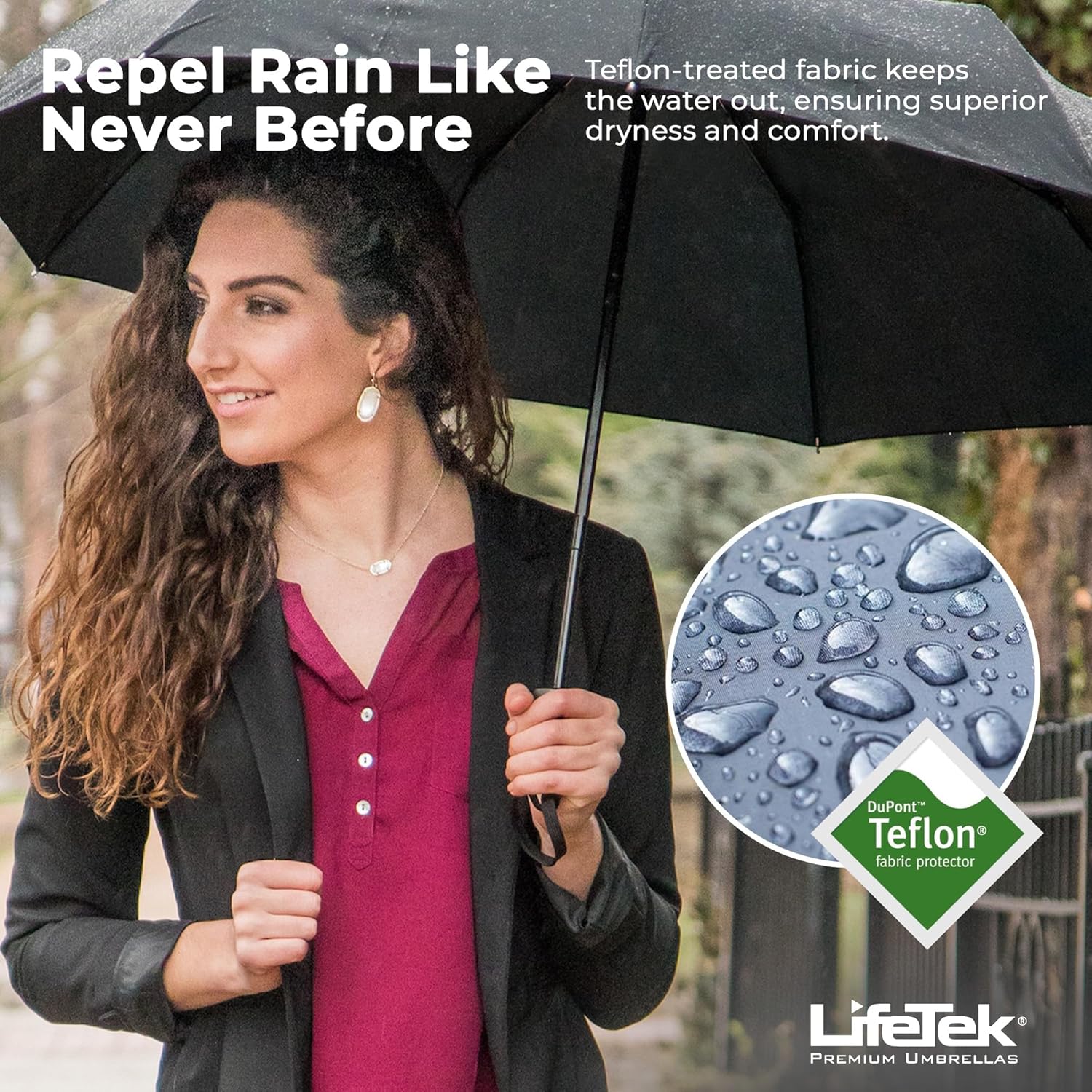 LifeTek Premium Travel Umbrella - Windproof & Compact for Men & Women, Automatic Open Close, Fits in Purse Laptop Bag or Backpack, Strong Frame for Heavy Rain & Sun UV Protection - Image 6